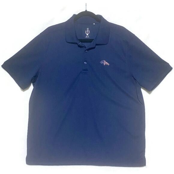 Cutter and Buck Polo Shirt Men's XL Blue Short Sleeve With Patriotic Horse Logo - Picture 1 of 5